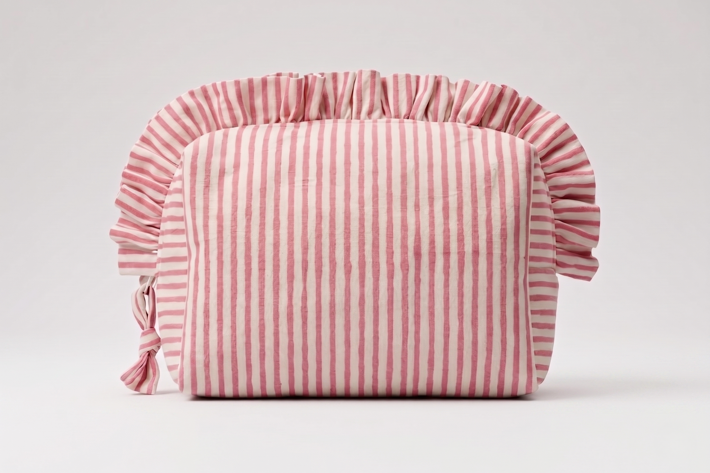 PINK STRIPED RUFFLE BAG