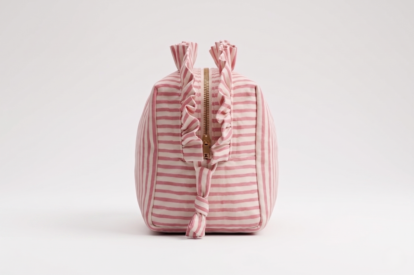 PINK STRIPED RUFFLE BAG