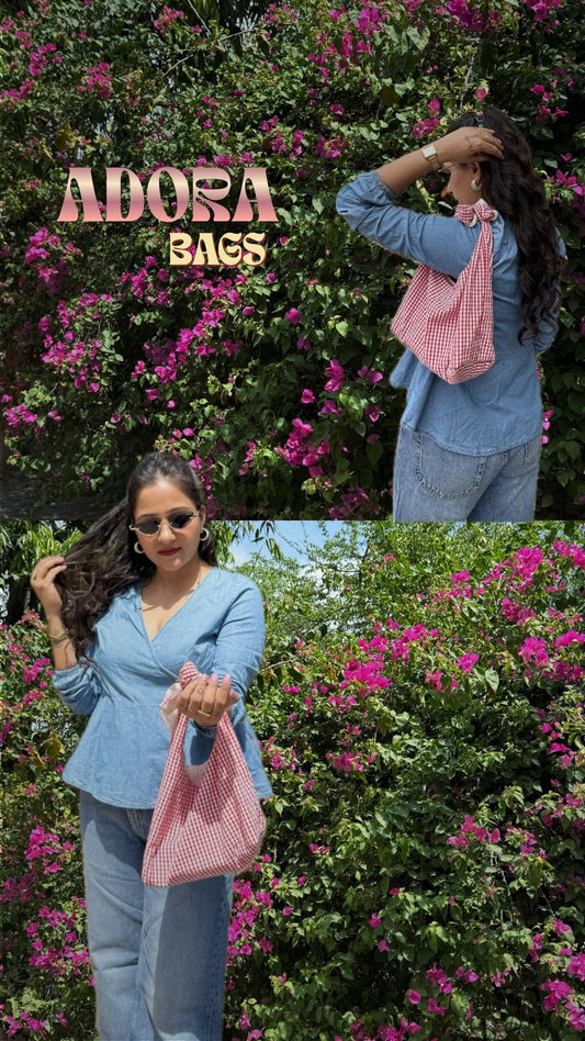 RED GINGHAM KNOT BAG( SMALL)