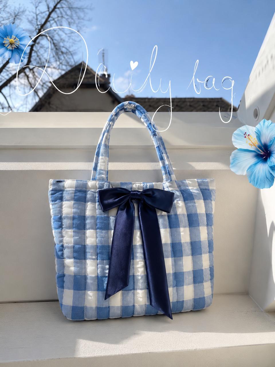 BLUE GINGHAM TOTE